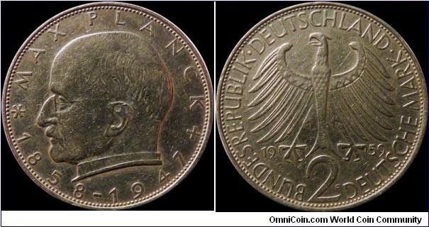 Germany 2 Deutsche Mark 1959-F ~Key Date~ Mintage: 203,000 (lowest mintage in this series)
