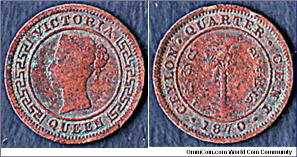 Ceylon 1870 1/4 Cent.