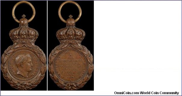 1857 Médaille de Ste. Hélène, France.

Over 400k of these were issued to surviving veterans in 1857 making it the most common Napoleonic medal.