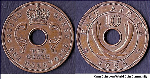 East Africa 1956 10 Cents.

Type coin.