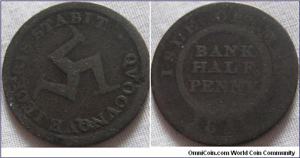 1811 halfpenny bank token, pretty worn
