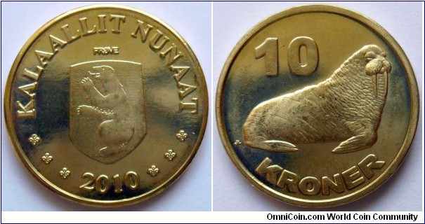 10 kroner.
2010, Greenland.
Walrus
(Unofficial pattern)