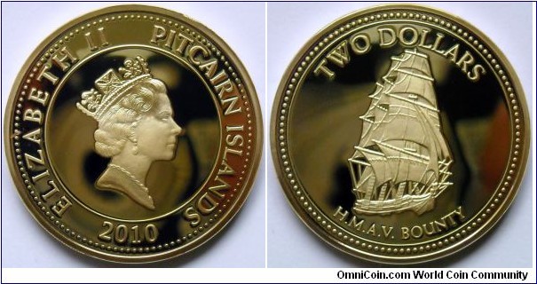 2 dollars.
2010, Pitcairn Islands. H.M.A.V. Bounty