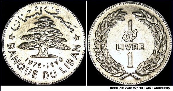 Lebanon - 1 Livre - 1975 - Weight 8 gr - Nickel - Size 27,3 mm - President / Suleiman Frangieh (1970-76) - Edge : Reeded - Reference KM# 30 (1975-86)