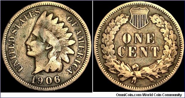 USA - 1 Cent (Indian head cent) - 1906 - Weight 3,11 gr - Bronze - Size 19 mm - President / Theodore 
