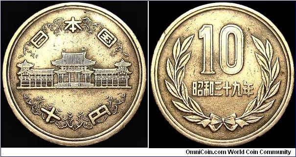 Japan - 10 Yen - 1964 - Weight 4,5 gr - Bronze - Size 23,5 mm - Thickness 1,5 mm - Ruler / Hirohito (Showa) (1926-89) - Edge : Plain - Mintage 479 200 000 - Reference Y# 73a (1959-89)