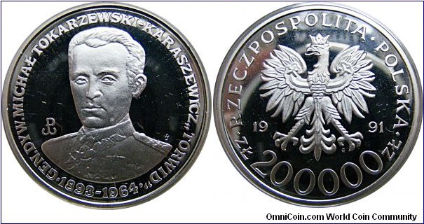 200000 zł Gen. Tokarzewski -Karaszewicz, 19,33 g , .750 Silver, .4661 oz