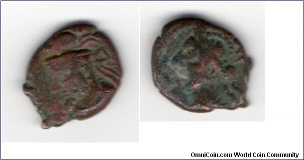 Orodes? Not sure if this is right
AE Drachm
1.96g 13x11mm
Sideways bust with a crest on his crown
Goddess Artemis with her hair tied back in a bun