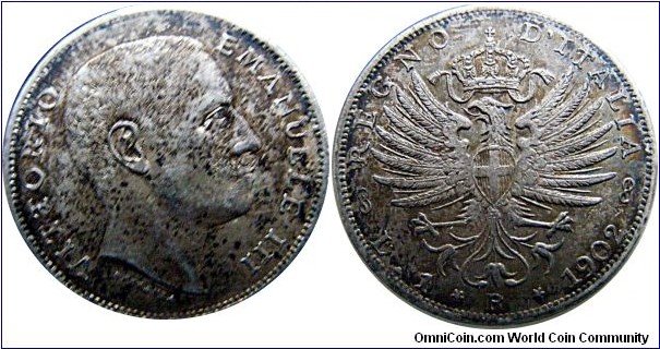 1 Lira, 5 g, .835 Silver, .1324 oz, Mint mark R-Rome 