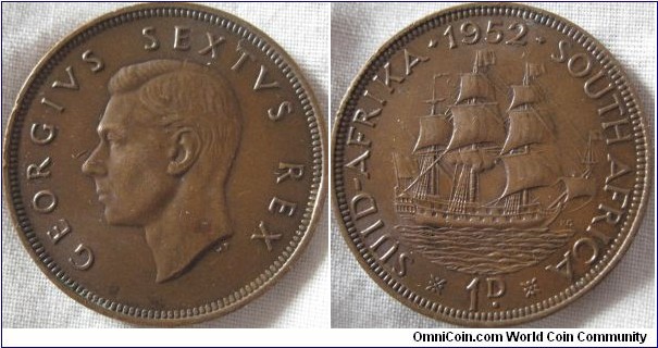 1952 penny, aEF, mint darkened