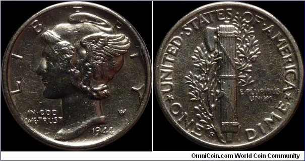 USA Mercury Dime 1944-S