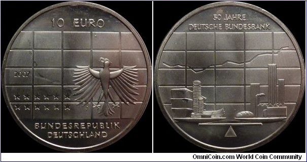 Germany 10 Euro 2007-J ~ Commemorative ~ .925 Silver