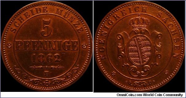 ~SOLD~ Kingdom of Saxony 1862-B ~ Beautiful coin...