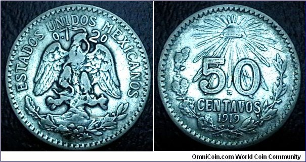 Mexico 1919 50 Centavos Km 447