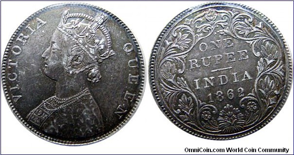 1 Rupee, 11,66 g., .917 Silver, 0.3438 oz 