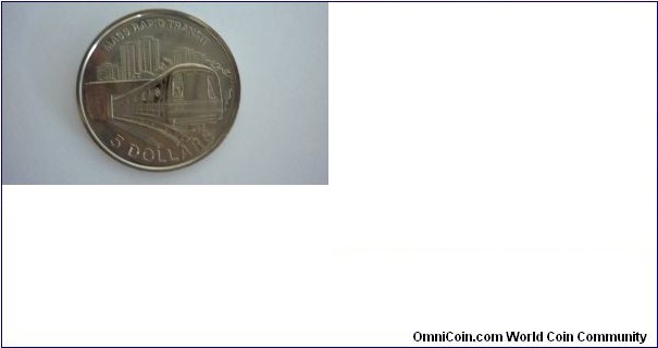  10.10.89
$5 Silver Proof Coin - Mass Rapid Transit.Issue Price Sing$40.00 