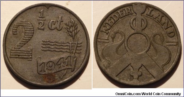 2½ Cents, Zinc, Nazi Occupation of the Netherlands 
