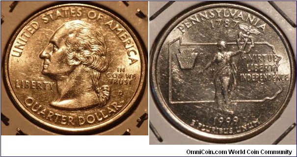 25 Cents, Pennsylvania, State Quarters (2/56) * Obv pic is common scan.