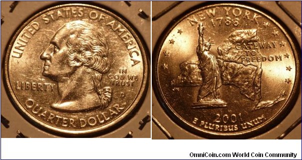 25 Cents, New York, State Quarters (11/56) * Obv pic is common scan.