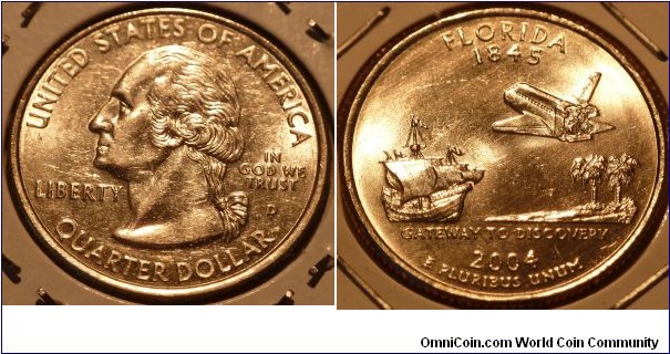 25 Cents, Florida, State Quarters (27/56) * Obv pic is common scan.