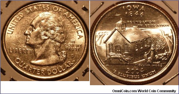 25 Cents, Iowa, State Quarters (29/56) * Obv pic is common scan.