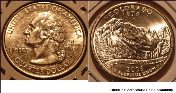 25 Cents, Colorado, State Quarters (38/56) * Obv pic is common scan.