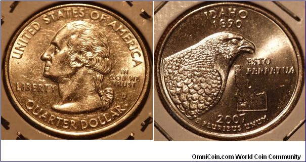 25 Cents, Idaho, State Quarters (43/56) * Obv pic is common scan.