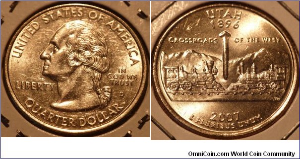 25 Cents, Utah, State Quarters (45/56) * Obv pic is common scan.