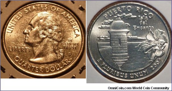 25 Cents, Puerto Rico, State Quarters (52/56) * Obv pic is common scan. (6 extra territories under US)
