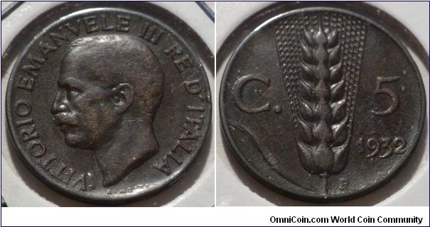 5 Centesimi, Spiga, V.Emanuele III