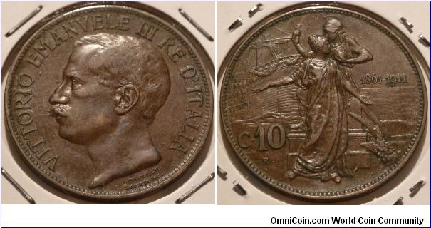 10 Centesimi, 1861-1911