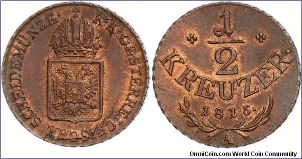 Franz II.(I.) 1/2 Kreuzer 1816 A