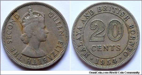 20 cents.
1954, Malaya and British Borneo.