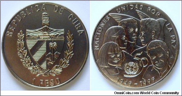 1 peso.
1995, 50th Anniversary of the United Nations.