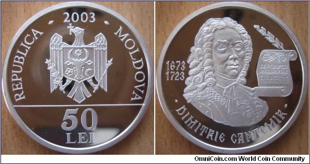 50 Lei - Dimitrie Cantemir - 16.5 g Ag .925 Proof - mintage 500 pcs only !