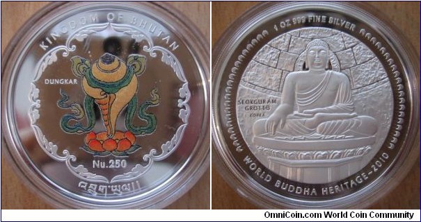 250 Ngulrum - World Buddha heritage - Seokguram (Korea) - 31.1 g .999 silver Proof - mintage 10,000