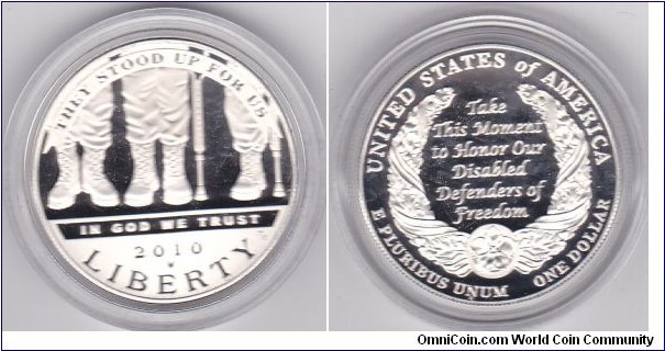 American Veterans Disabled for Life Proof Silver Dollar