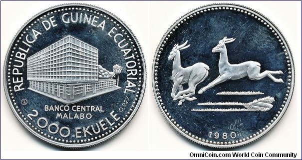 1980 (1983) 2000 Ekuelele, 31g, 0.9270 silver, .9239 oz ASW.