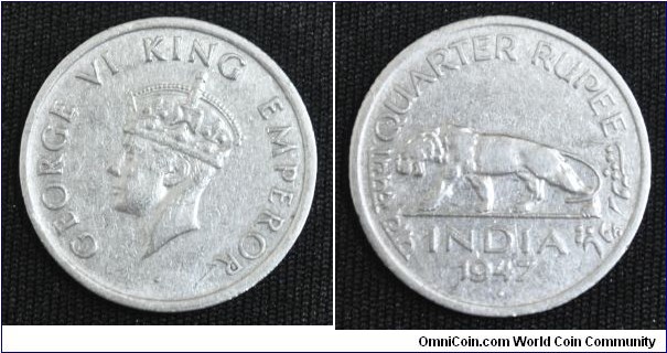 British India 1947 KM#548 1/4 Rupee