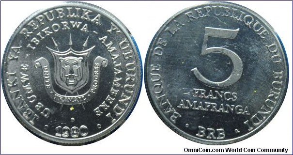 Burundi  5francs  1980