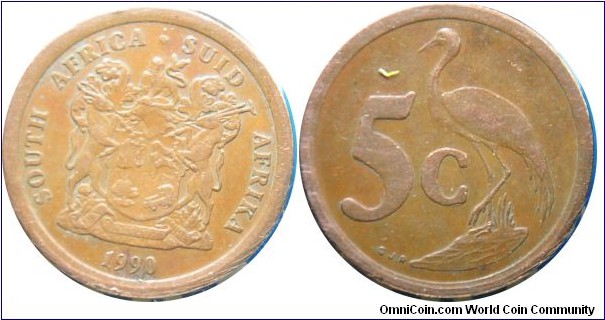 South Africa  5cent  1990
