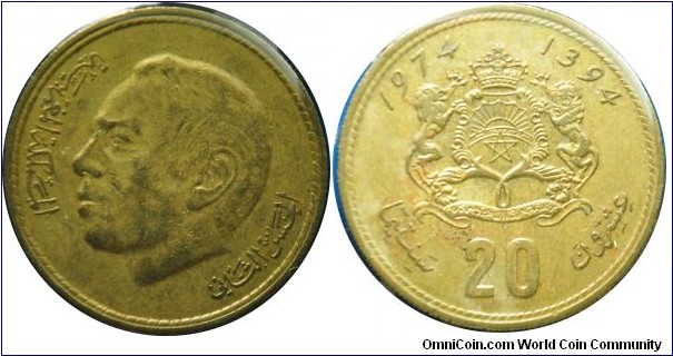 Morocco 20santimat (AH1394) 1974