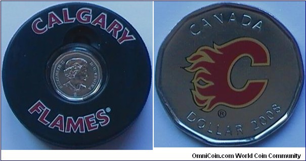 Canada, 1 dollar, 2008 Calgary Flames NHL $1 Coin Puck Set