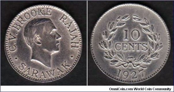 Sarawak 1927 H KM#16 10 Cents