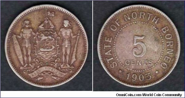 British North Borneo 1903 H KM#5 5 Cents