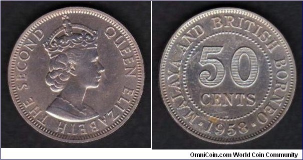 Malaya & British Borneo 50 Cents 1958 H KM#4.1