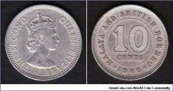 Malaya & British Borneo 1960 KM#2 10 Cents