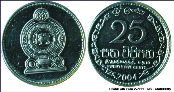 Sri Lanka 25cents 2004