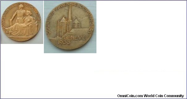 Swiss Geneve Medal by Huguenin Freres. Gold plated Silver, 32 MM