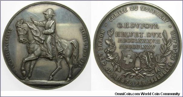Swiss 1876 1884 G.H.Dufour General Comite Du Monument, Silver 47MM
